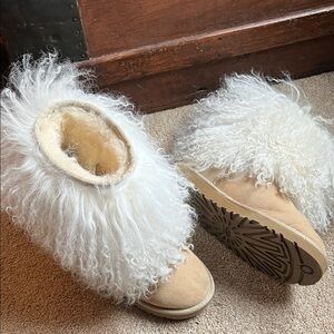 UGG Tan and White Ankle Boots